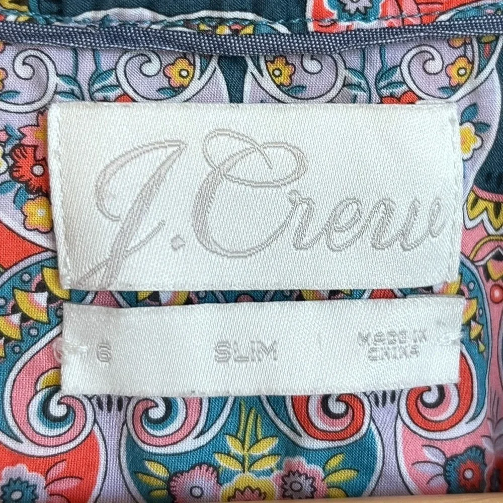 J Crew Womens Liberty Of London Shirt 6 Floral Slim Fit 100% Cotton Button Up‎